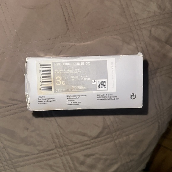 NIB Nike Force 1 Crib SE Wht/Wht-Track/Red Pear - Picture 5 of 5